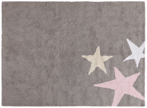 Alfombra Lorena Canals lavable gris 3 estrellas tricolor rosa
