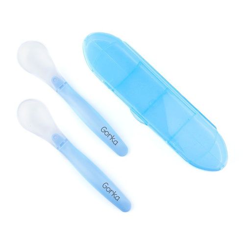 Set de 2 cucharas silicona con estuche personalizadas azul