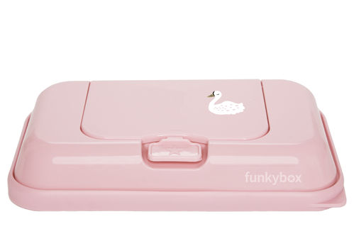 Cajita toallitas viaje FunkyBox Cisne rosa brillo