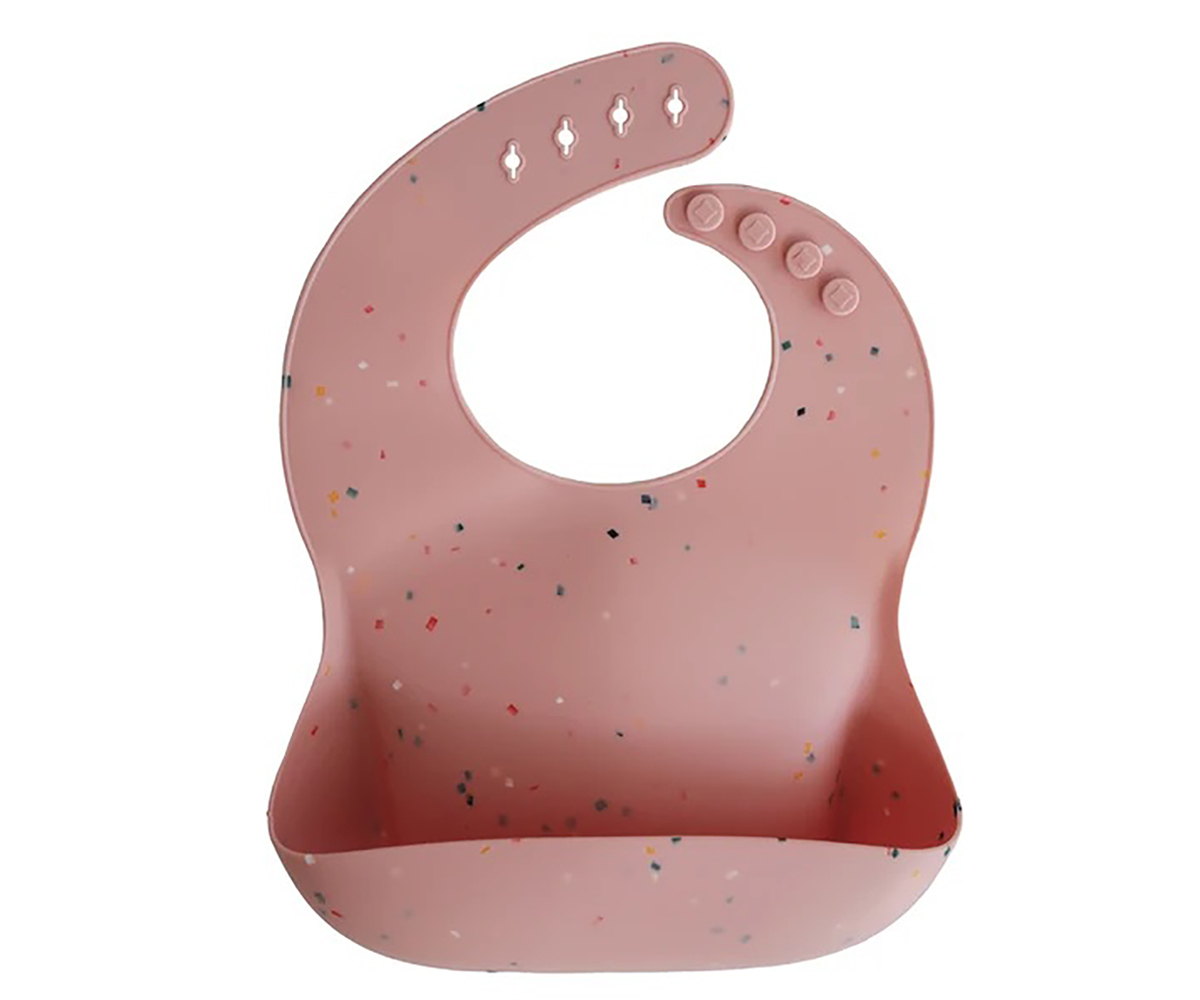 Babero de silicona Mushie Powder Pink Confetti