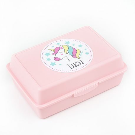 Cajita Porta Alimentos Unicornio rosa personalizada
