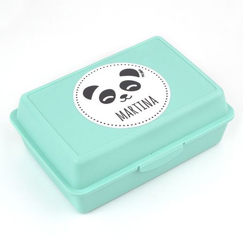 Cajita Porta Alimentos Panda menta personalizada