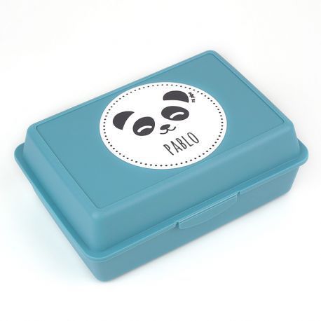 Cajita Porta Alimentos Panda azul personalizada